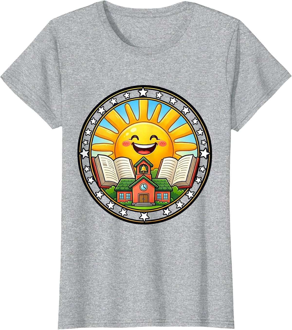 Cheerful Sunrise Over a Learning Classroom T-Shirt - Heather Grey
