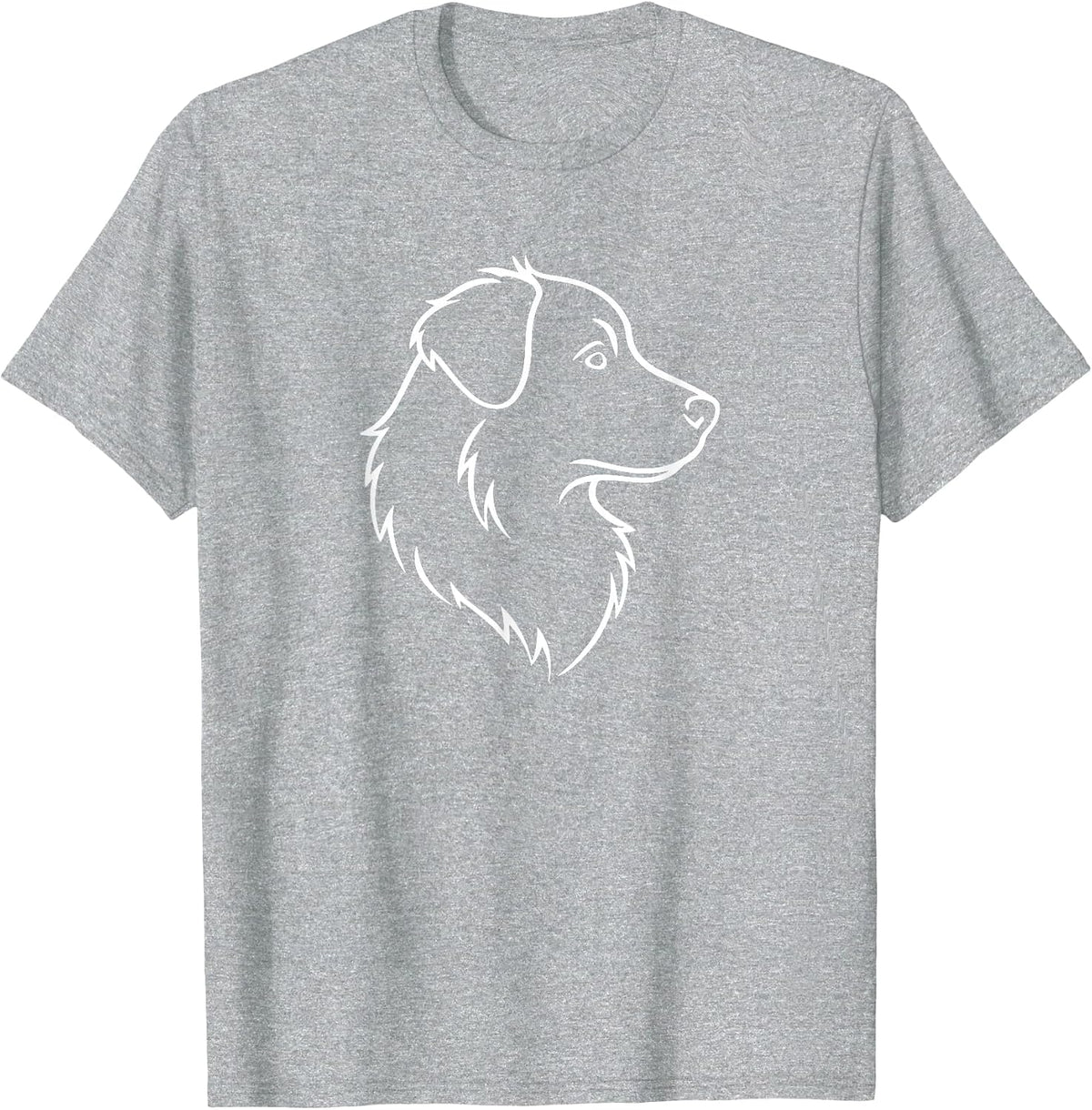 Minimalist Aussie Portrait Tee - Simple Dog Art T-Shirt - Heather Grey