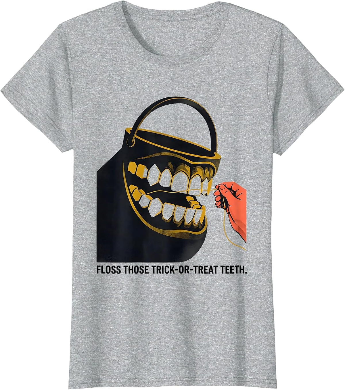 Floss Those Trick-or-Treat Teeth Midcentury Modern Dental T-Shirt - Heather Grey