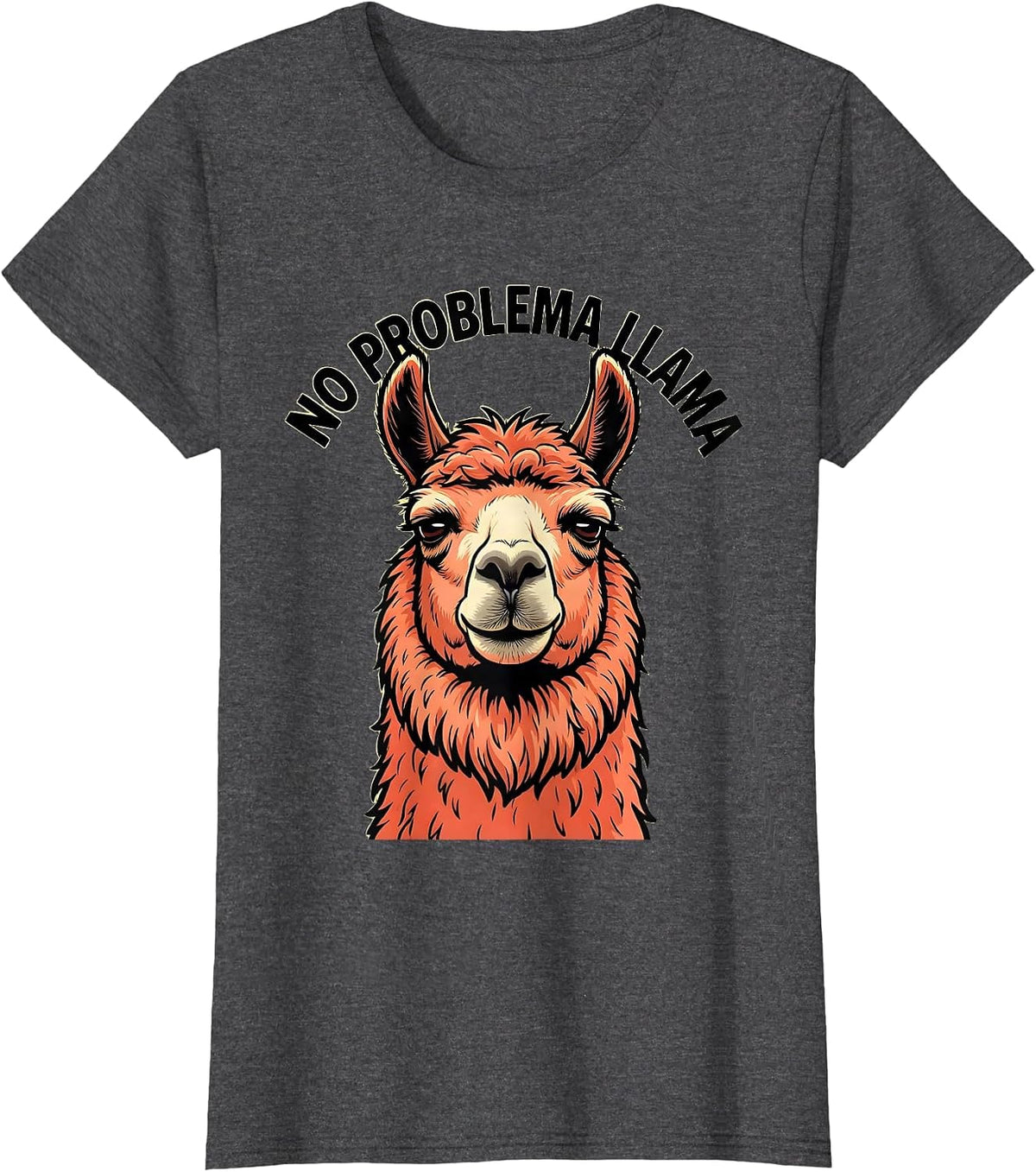 Women's No Problema Llama Funny Llama Lover Animal Humor T-Shirt - Dark Heather Grey