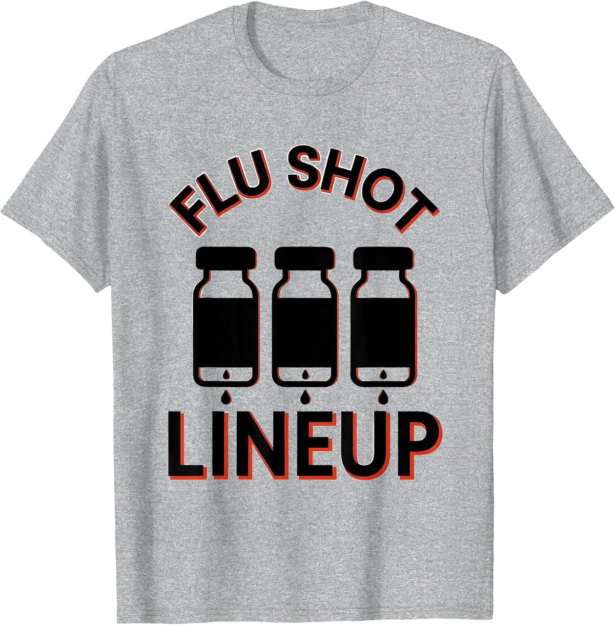 Men's Flu Shot Lineup Funny Nurse Doctor Healthcare Worker Humor T-Shirt - Heather Grey