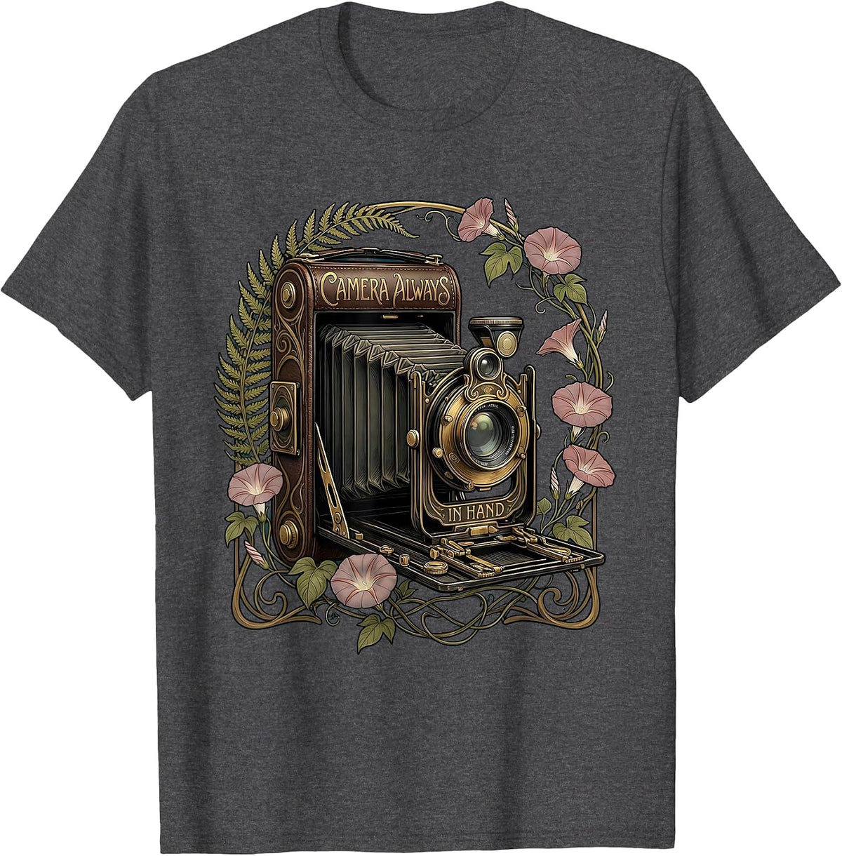 Camera Always In Hand Photography Lover Design T-Shirt - Dark Heather Grey