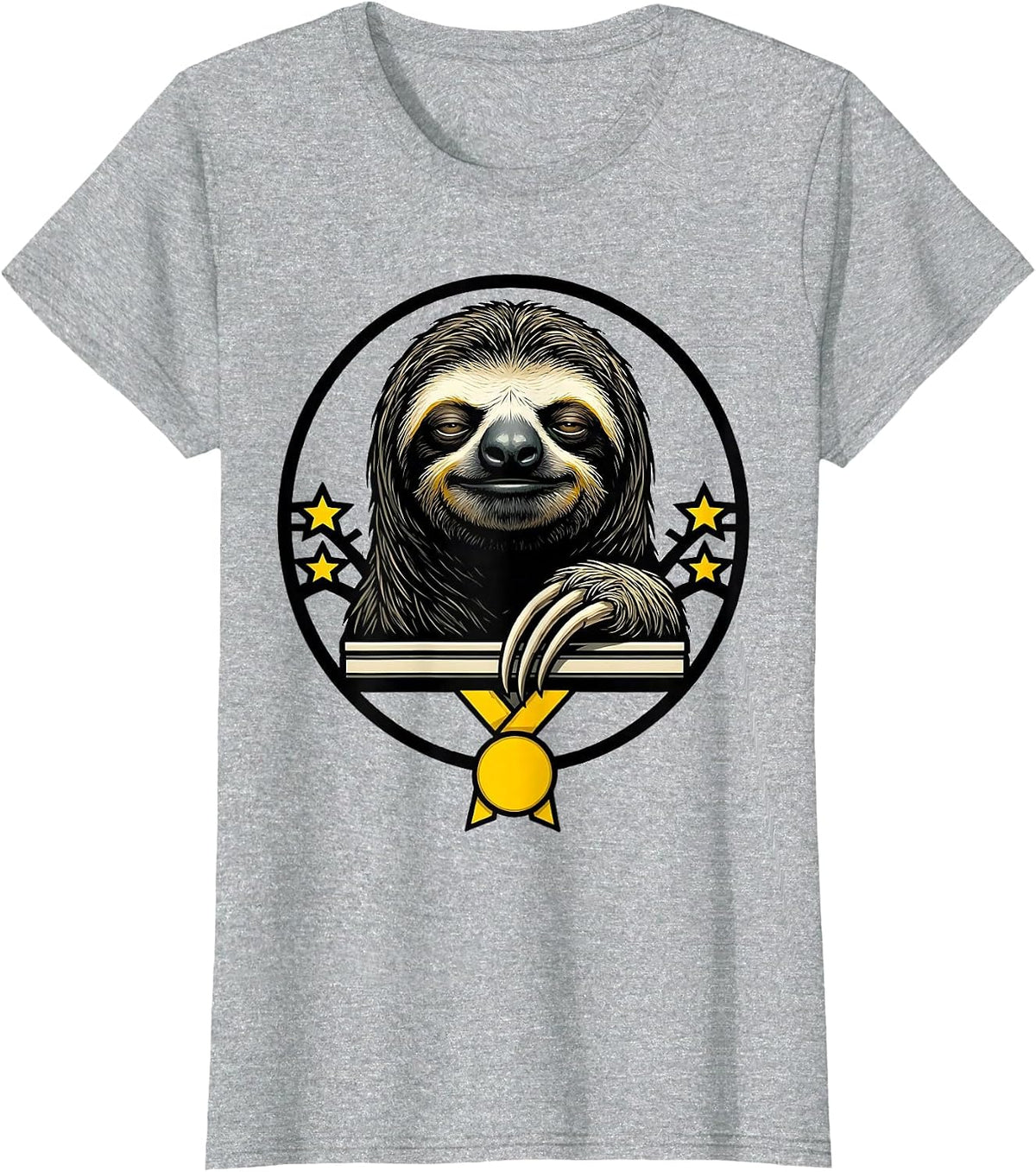 Women's Sloth Stencil Funny Sloth Lover Gift T-Shirt - Heather Grey