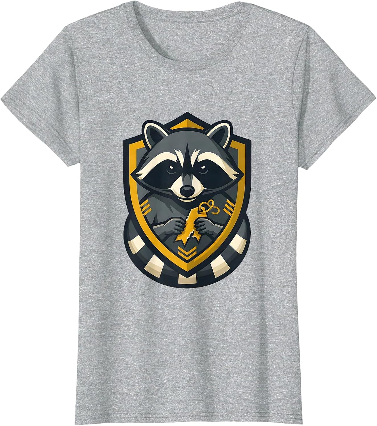 Women's Trash Panda Raccoon Mascot Logo Funny Humor T-Shirt - Heather Grey