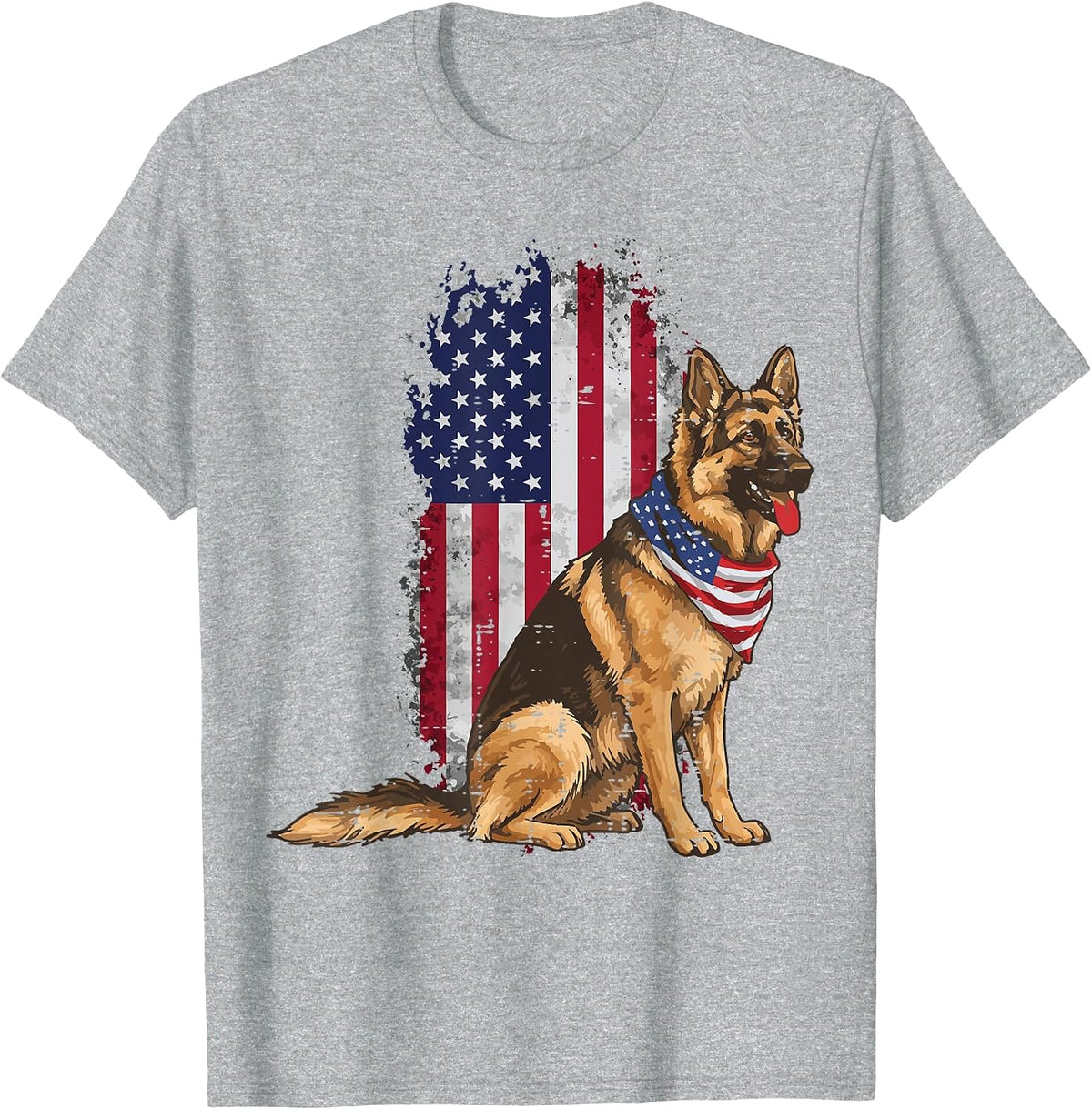 4th of July Dog German Shepherd USA K9 Men Women Kids T-Shirt - Heather Grey