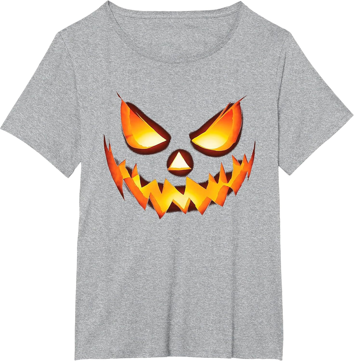 Jack O Lantern Scary Carved Pumpkin Face Halloween Costume T-Shirt - Heather Grey