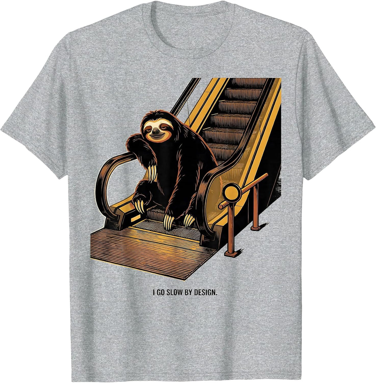 Men's I Go Slow By Design Funny Sloth Humor Gift for Sloth Lovers T-Shirt - Heather Grey