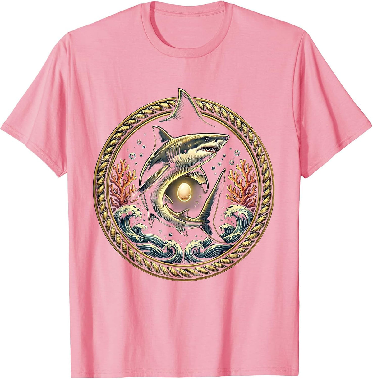 Men's Mommy Shark Glowing Deep Sea Protector T-Shirt - Pink