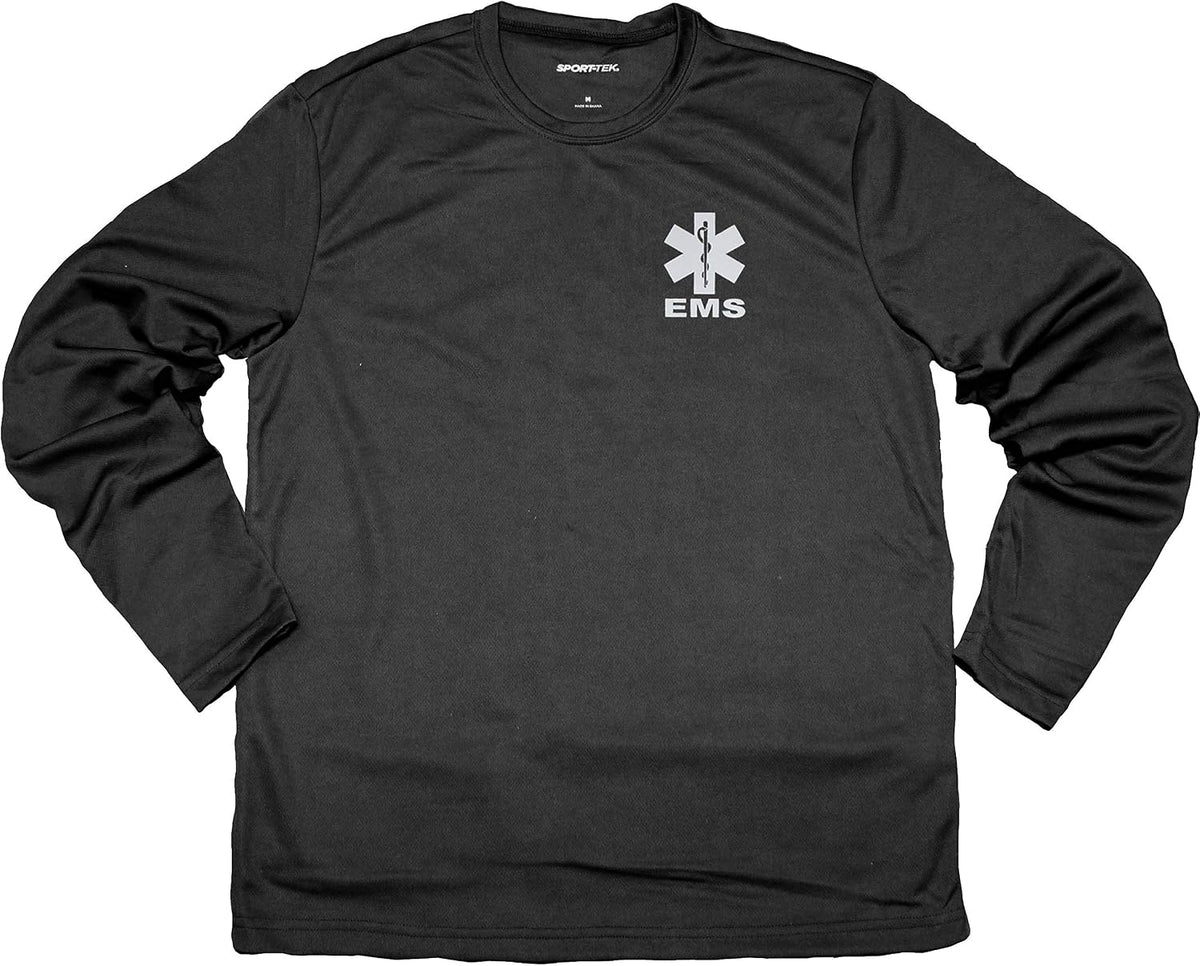 EMS Long Sleeve Moisture Wicking tee with Reflective Decoration - Black