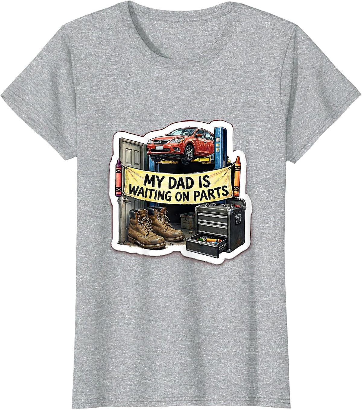My Dad Is Waiting On Parts Funny Mechanic Auto Repair Dad T-Shirt - Heather Grey