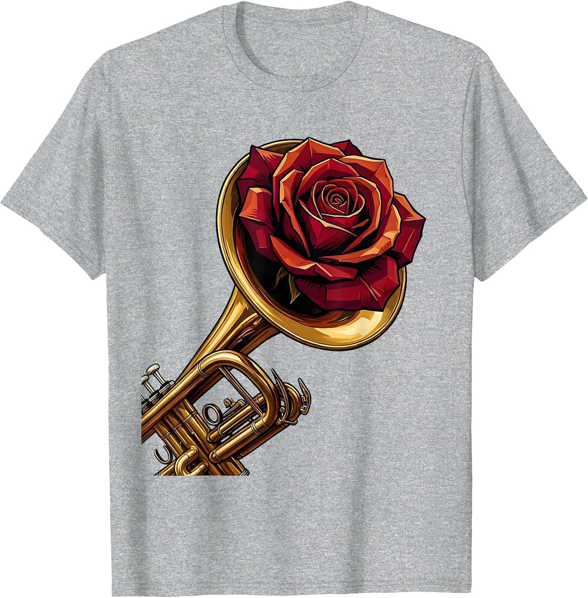 Men's Rose Trumpet Band Mom Music Floral Graphic T-Shirt - Heather Grey