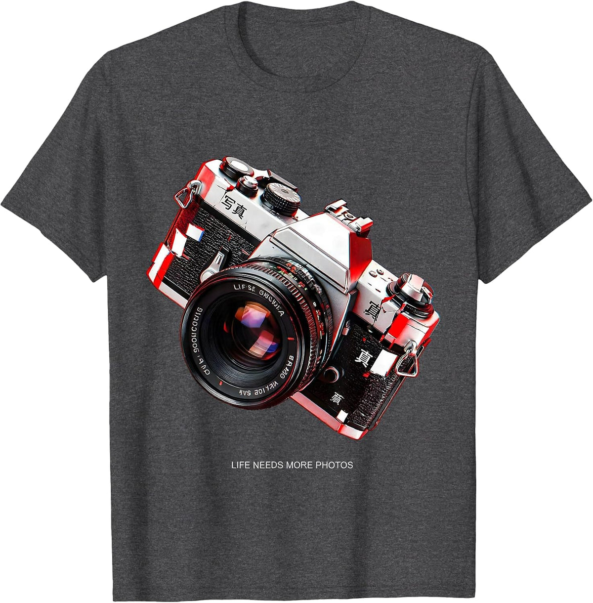 Life Needs More Photos Photography Lover Design T-Shirt - Dark Heather Grey