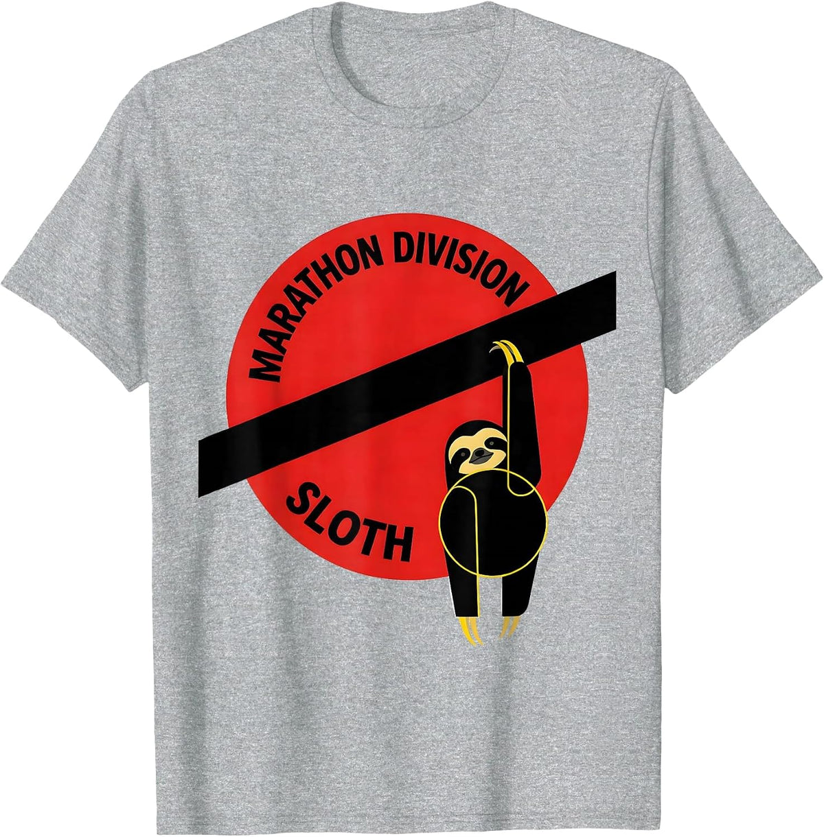 Men's Marathon Division Sloth Funny Sloth Lover Novelty Gift T-Shirt - Heather Grey