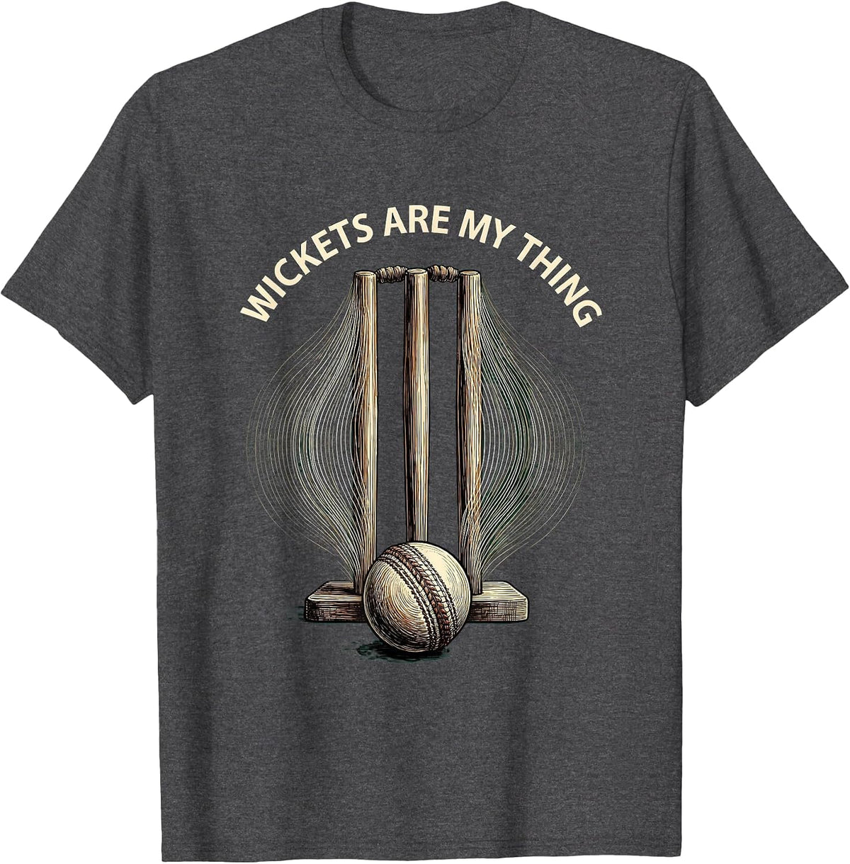 Men's Wickets Are My Thing Cricket Life Design T-Shirt - Dark Heather Grey