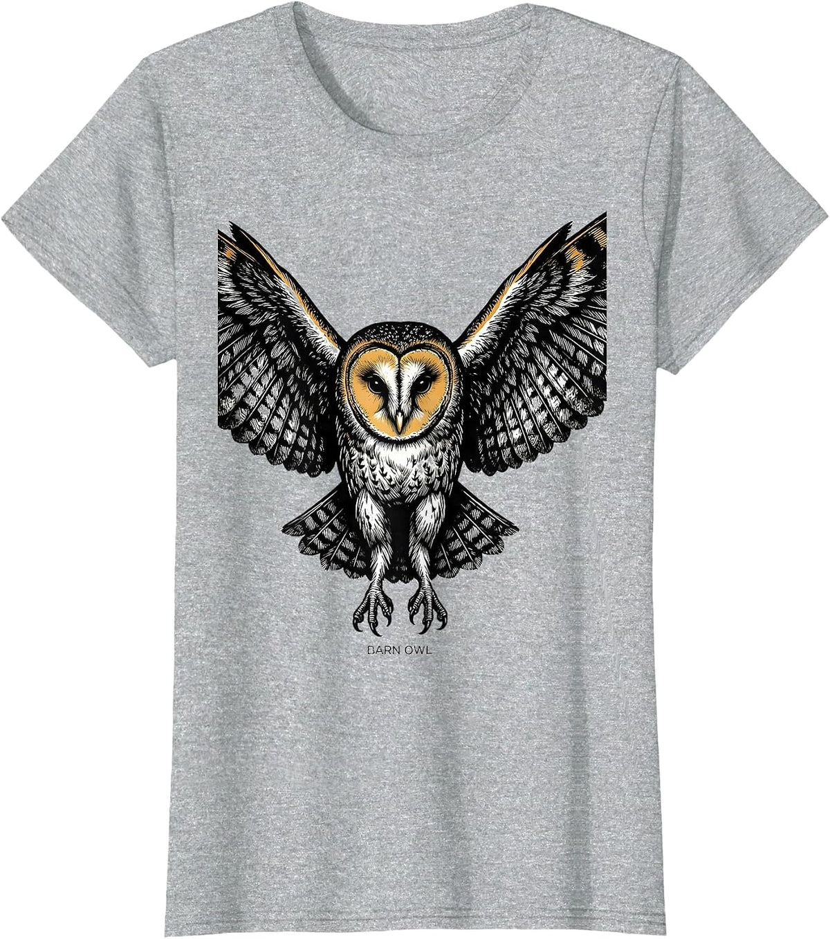Barn Owl Scratchboard Funny Owl Lover Bird Enthusiast T-Shirt - Heather Grey