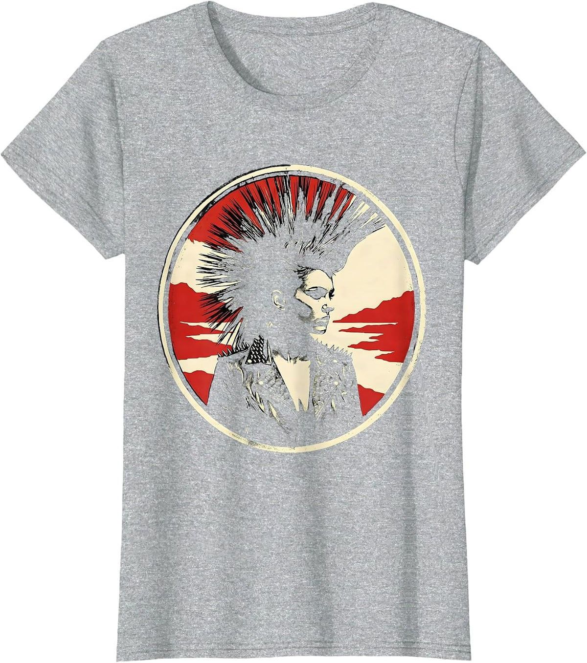 Punk Mohawk Leather Jacket Rebel Art Design T-Shirt - Heather Grey