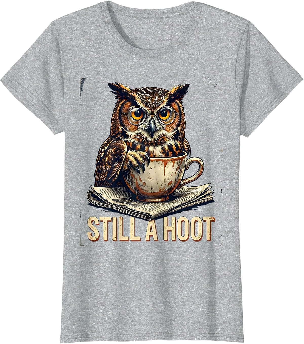 Still A Hoot Vintage Owl Bird Lover Pun Humor T-Shirt - Heather Grey