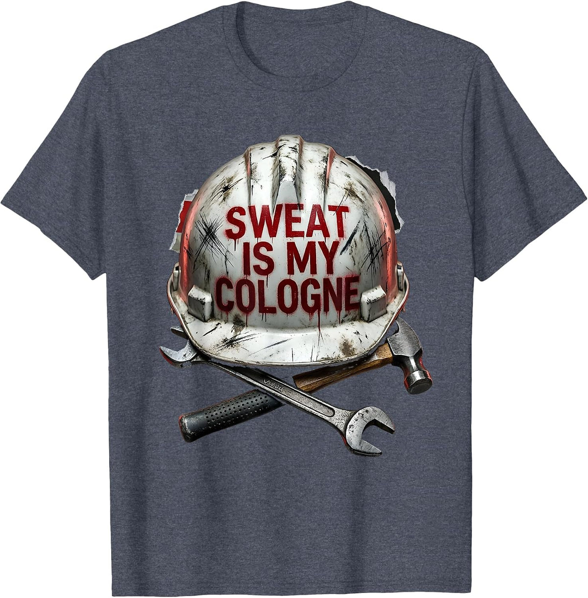 Sweat Is My Cologne Blue Collar Worker Design T-Shirt - Heather Blue