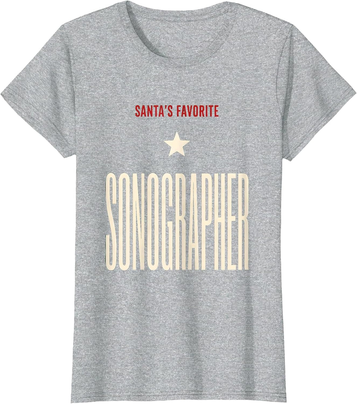 Women's Santa's Favorite Sonographer Funny Medical Professional T-Shirt - Heather Grey