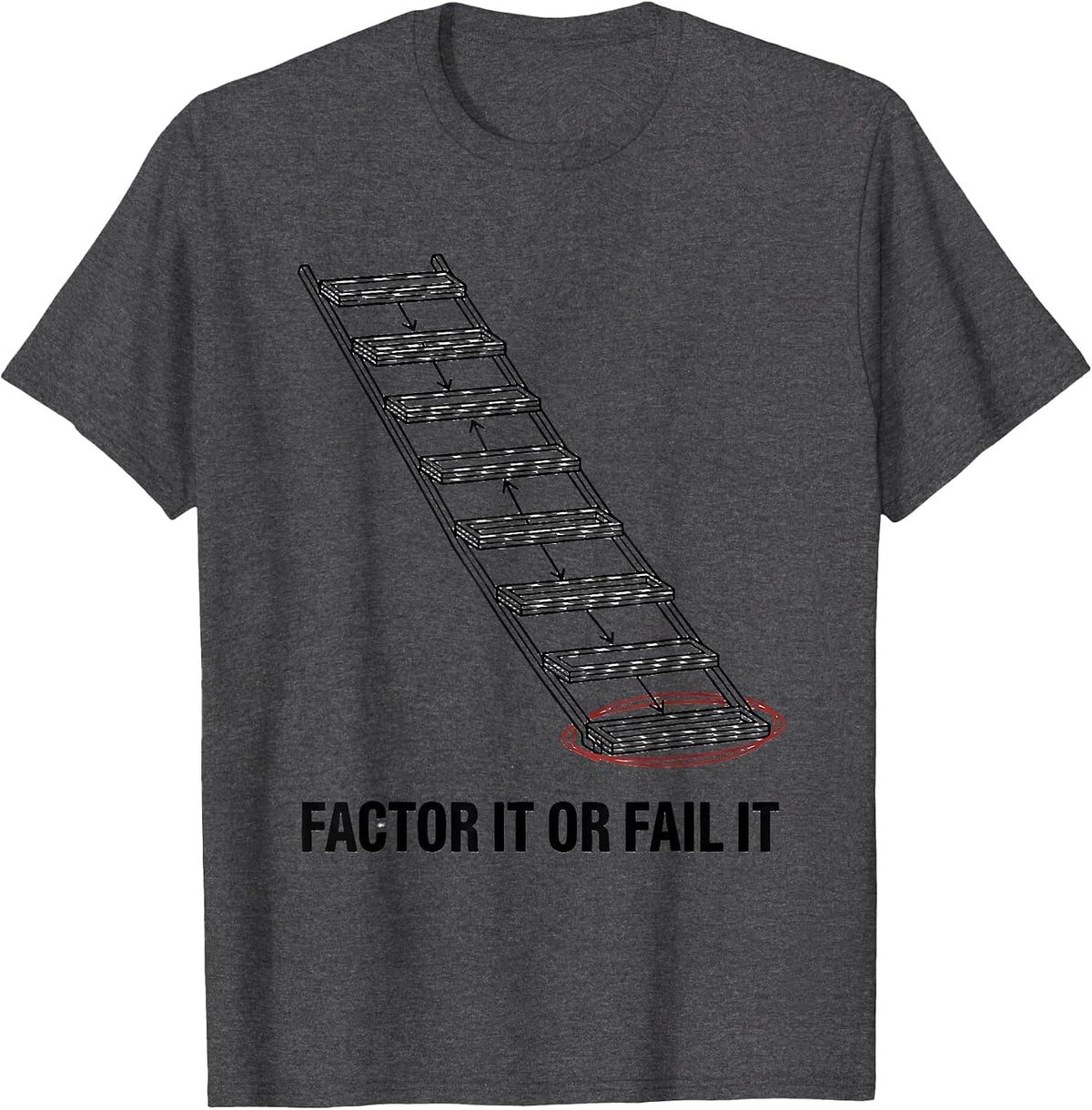 Factor It Or Fail It Funny Math Teacher Sarcastic Humor T-Shirt - Dark Heather Grey