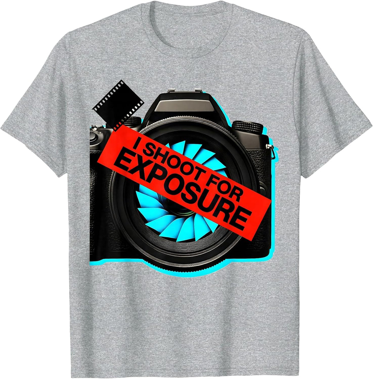 Men's I Shoot For Exposure Funny Photography Hobbyist Camera T-Shirt - Heather Grey