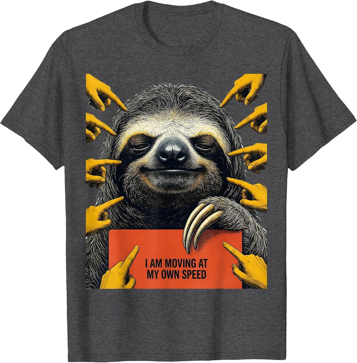 Men's I Am Moving At My Own Speed Funny Sloth Lover Gift T-Shirt - Dark Heather Grey