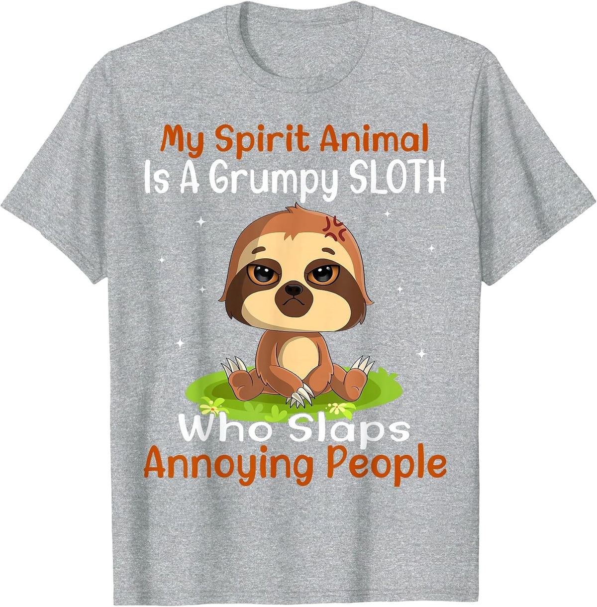 My Spirit Animal is A Grumpy Sloth Cute Funny Sloth T-Shirt - Heather Grey