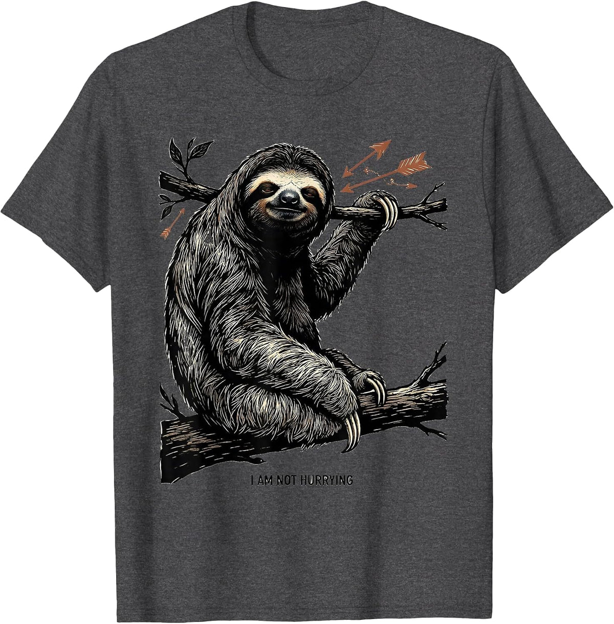 I Am Not Hurrying Funny Sloth Lover Gift T-Shirt - Dark Heather Grey