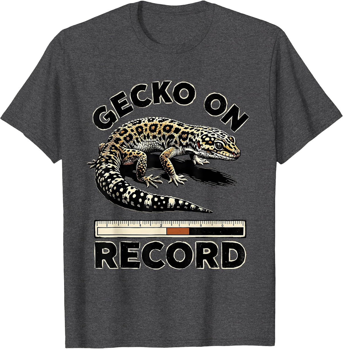 Gecko On Record Funny Leopard Gecko Reptile Lover Humor T-Shirt - Dark Heather Grey