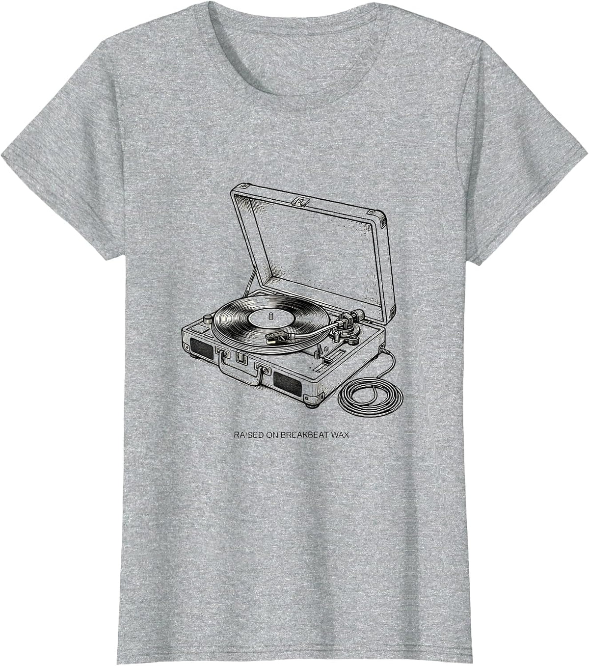 Raised On Breakbeat Wax Vintage 90s Hip-Hop Rap Lyric T-Shirt - Heather Grey
