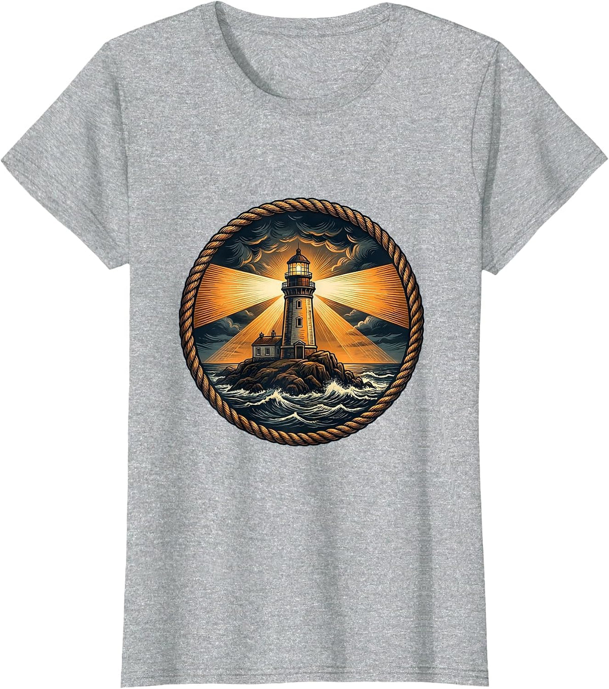 Social Worker Lighthouse Stormy Waters Design T-Shirt - Heather Grey
