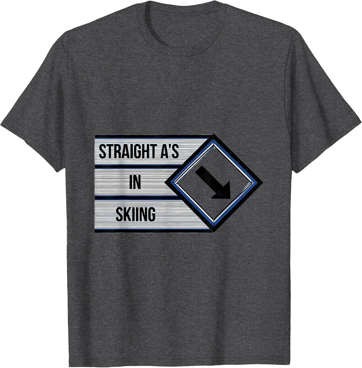 Straight A's In Skiing Geometric Funny Ski Lover Gift T-Shirt - Dark Heather Grey