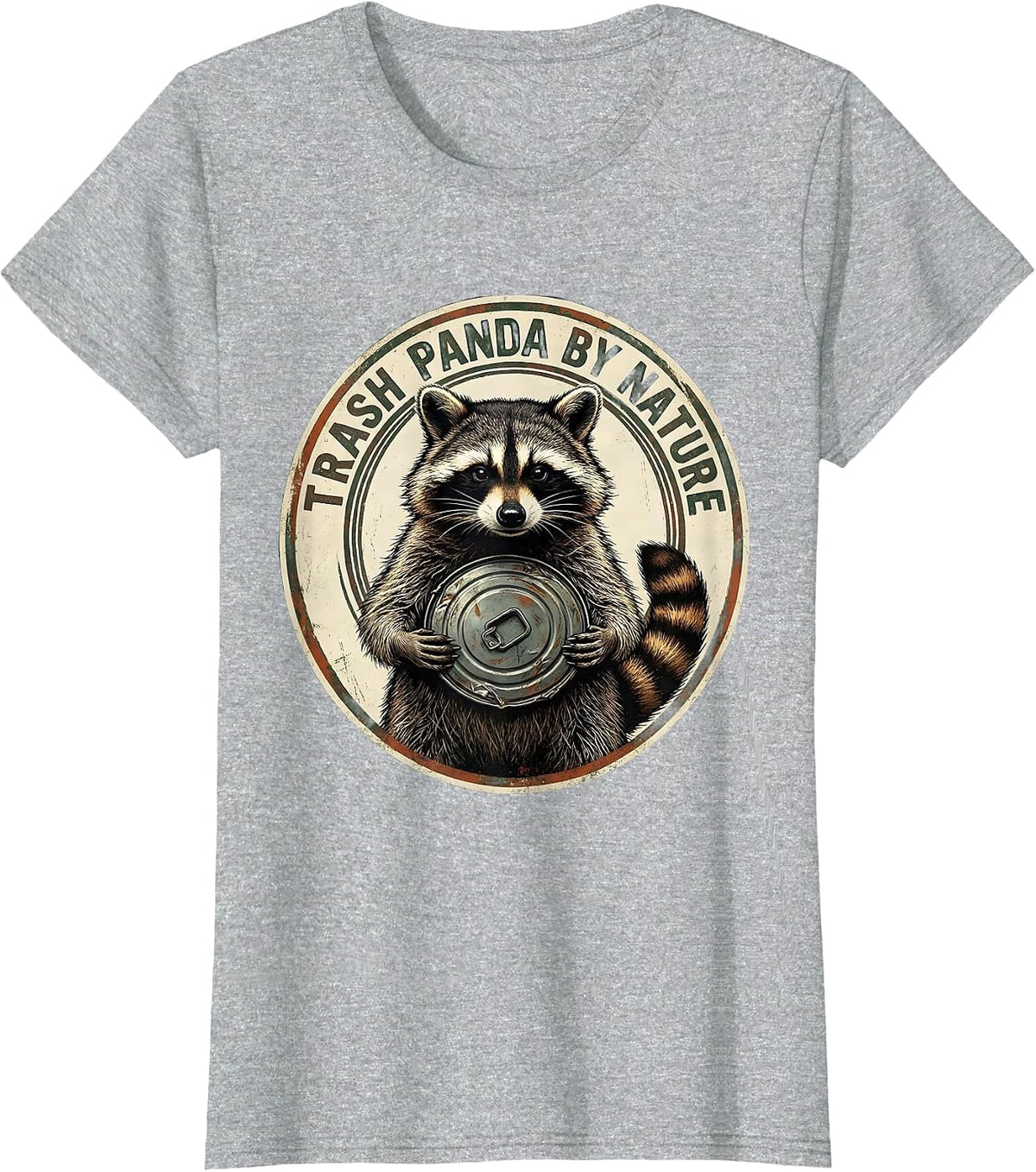 Trash Panda By Nature Vintage Raccoon Sarcastic Humor T-Shirt - Heather Grey
