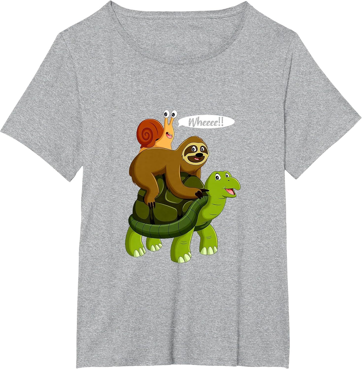 Snail Riding A Turtle Riding A Sloth Whee Funny Sloth T-Shirt - Heather Grey