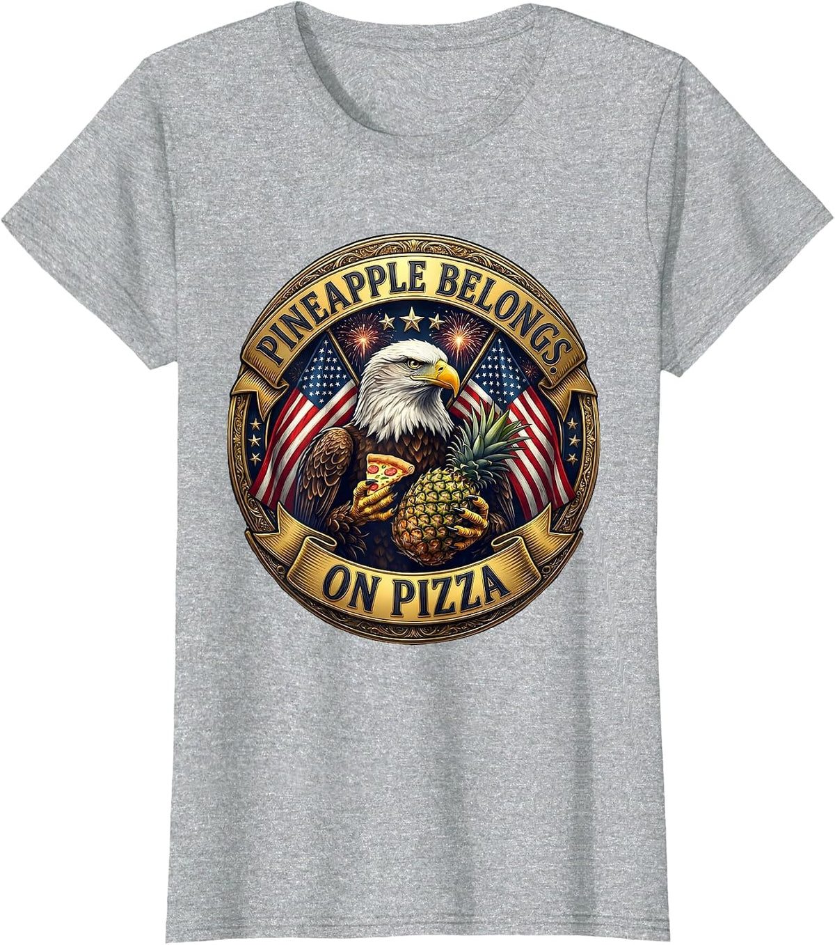 Pineapple Belongs On Pizza Funny Hawaiian Design T-Shirt - Heather Grey