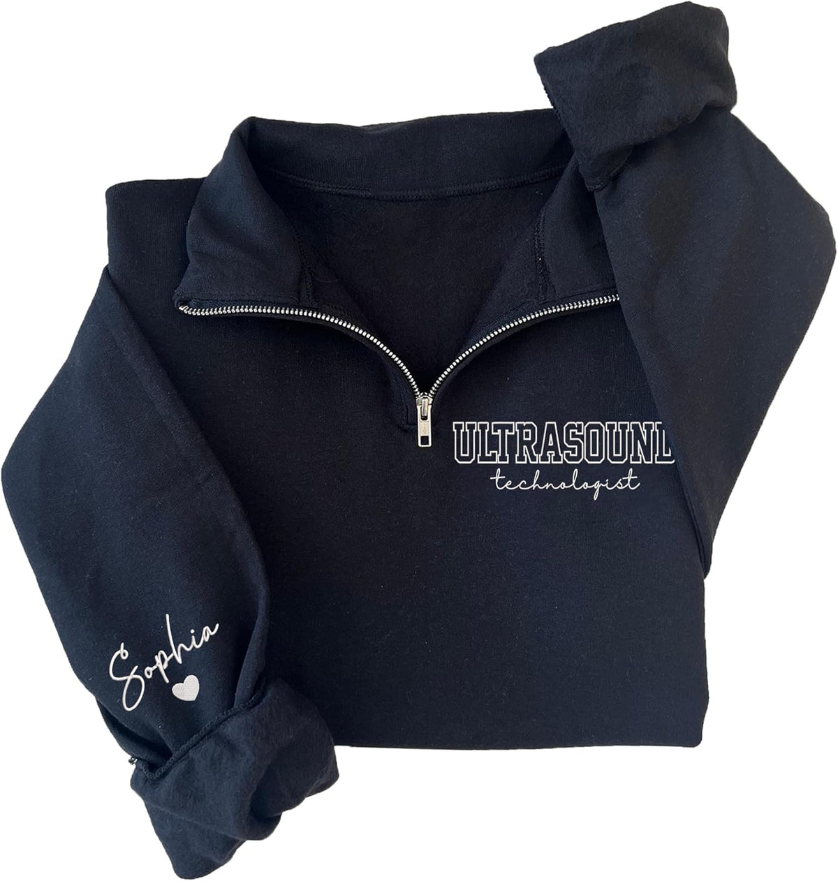 Chillever - Embroidered Ultrasound Tech Quarter Zip Sweatshirt, Custom Ultrasound Technologist Embroidered Sweater with Name