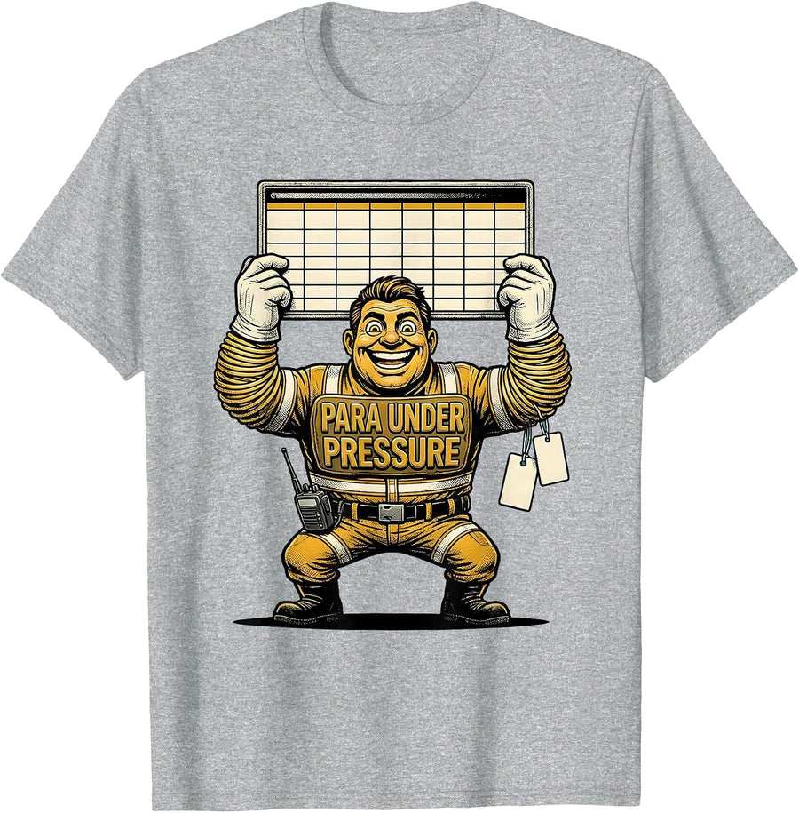 Para Under Pressure Retro Cartoon Paraprofessional Humor T-Shirt, Men, Heather Grey, XX-Large - As Pictured