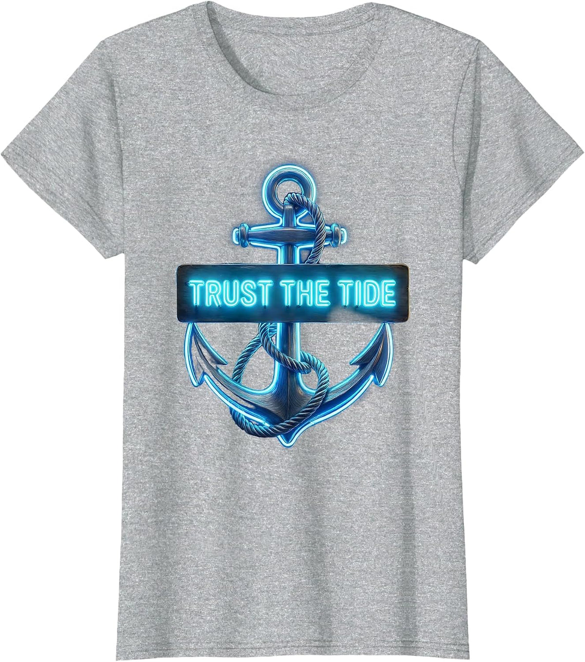 Trust the Tide Navy Ocean Graphic Design T-Shirt - Heather Grey