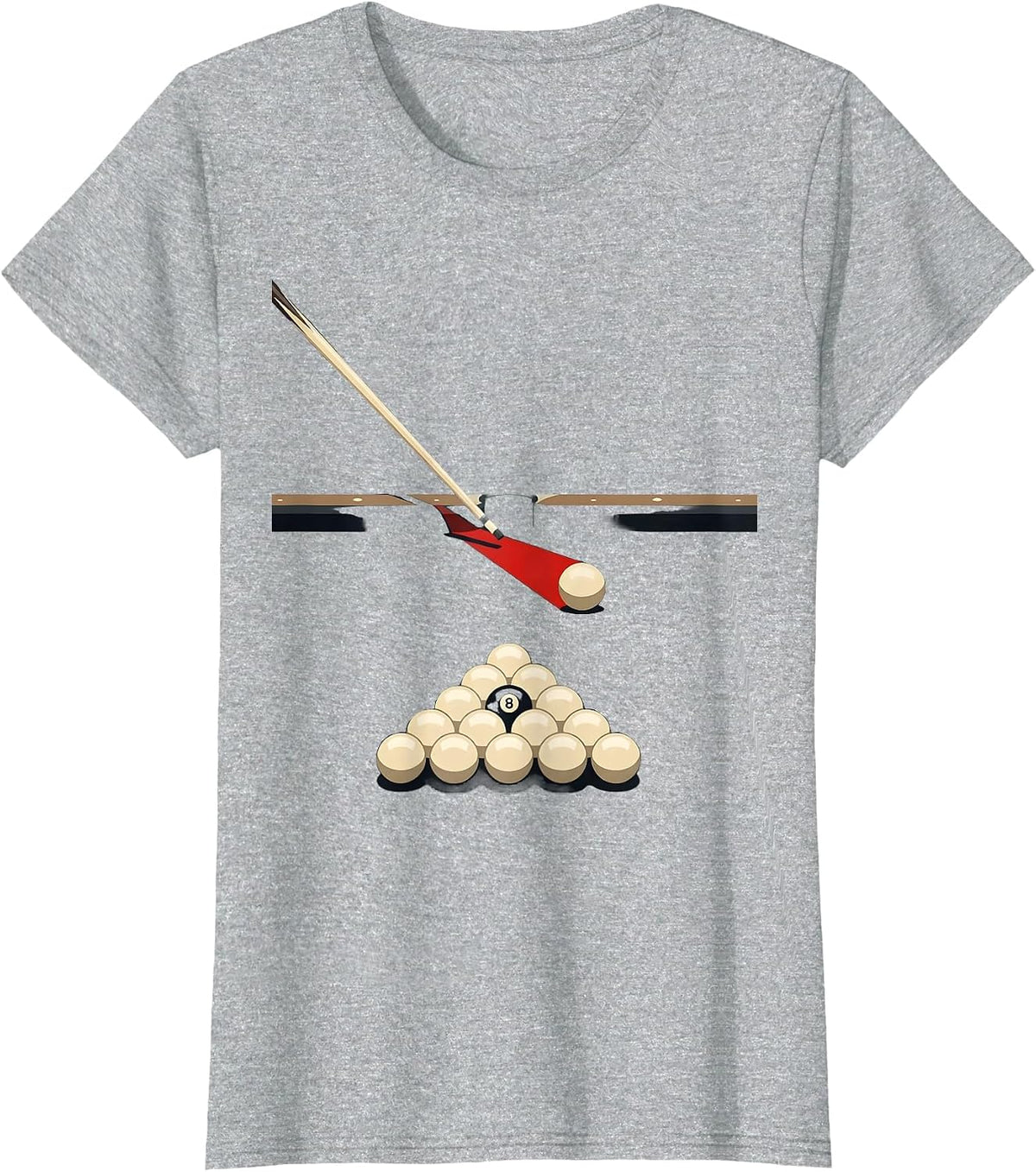 Women's Billiards Cue Path Minimalist Pool Player Humor T-Shirt - Heather Grey