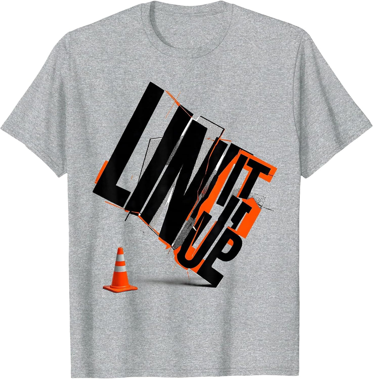 Men's Line It Up New Wave Typography PE Teacher Gym Class Back T-Shirt - Heather Grey