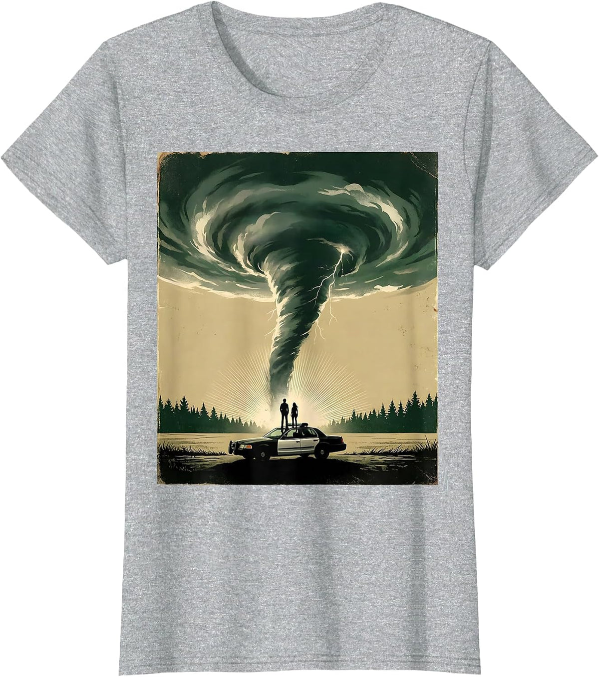 Women's Storm Chaser Silhouette Vintage Meteorology Enthusiast T-Shirt - Heather Grey