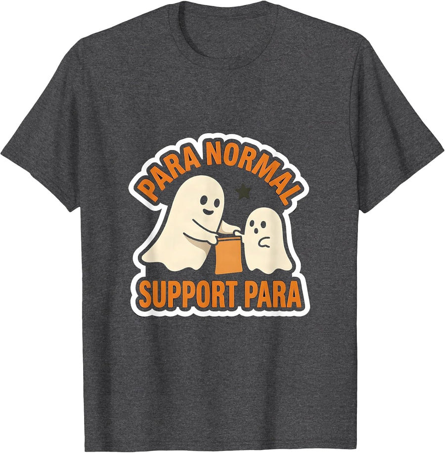 Men's Para Normal Support Para Funny Paraprofessional Ghost T-Shirt - Dark Heather Grey