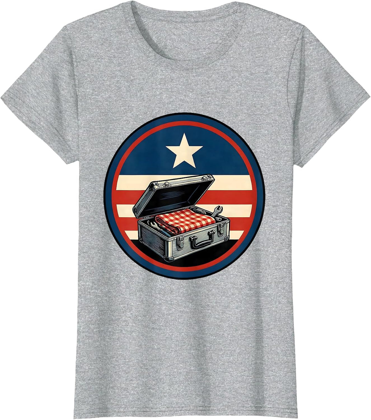Sealed Badge Patriotic Americana Labor Day Gift T-Shirt - Heather Grey