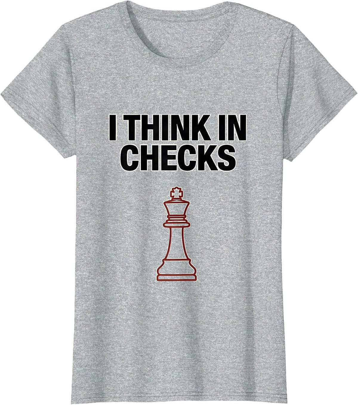 I Think In Checks Minimalist Chess Player Humor Chess Club T-Shirt - Heather Grey