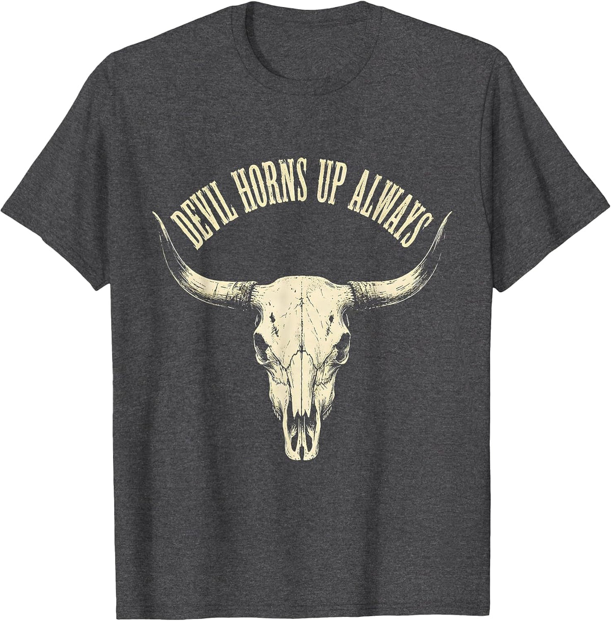 Devil Horns Up Always Metal Music Design T-Shirt - Dark Heather Grey