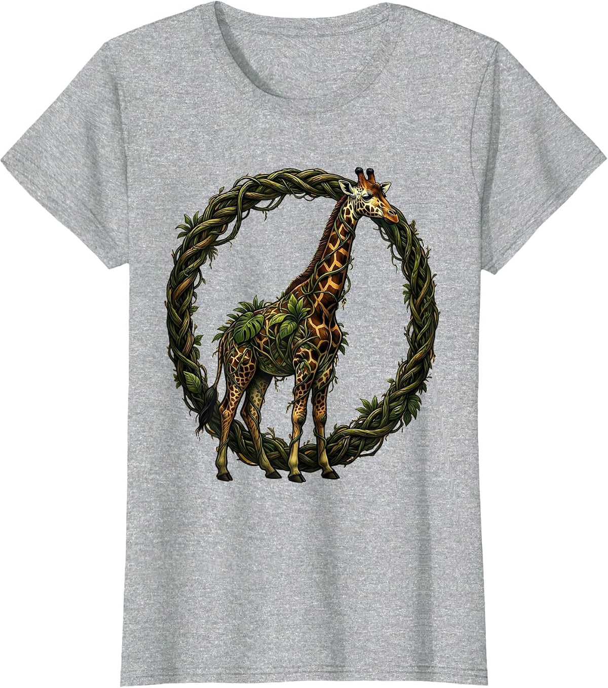 Giraffe Made of Jungle Vines Graphic Tee T-Shirt - Heather Grey