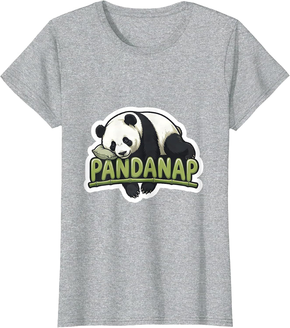 Women's Pandanap Cute Sleeping Panda Animal Lover Sleep T-Shirt - Heather Grey