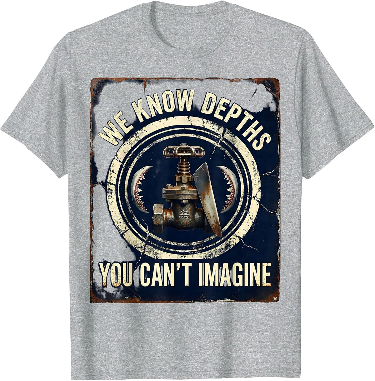 Men's We Know Depths You Can't Imagine Distressed Scuba Diver T-Shirt - Heather Grey
