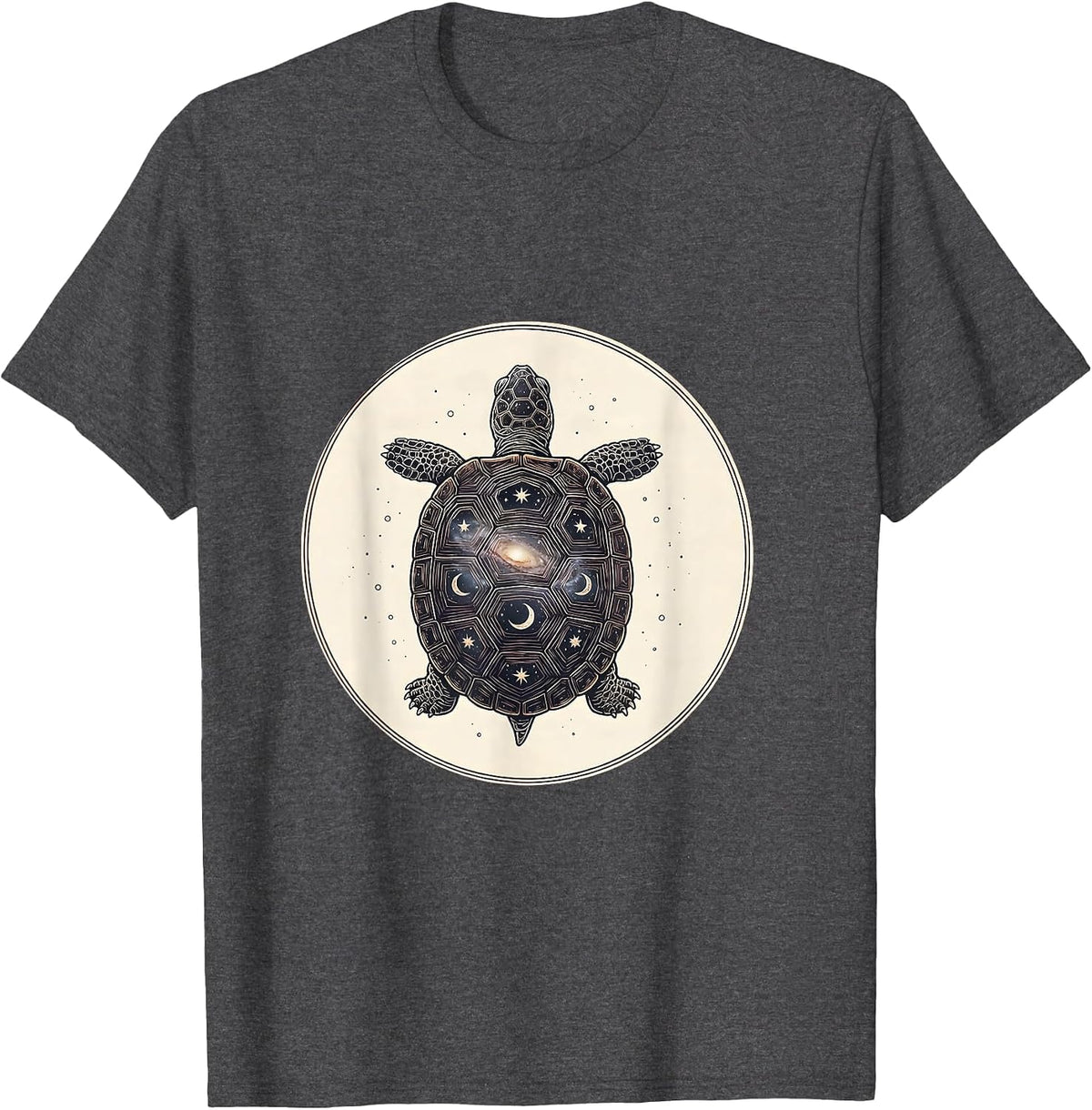 Cosmic Turtle Galaxy Shell Universe Design T-Shirt - Dark Heather Grey