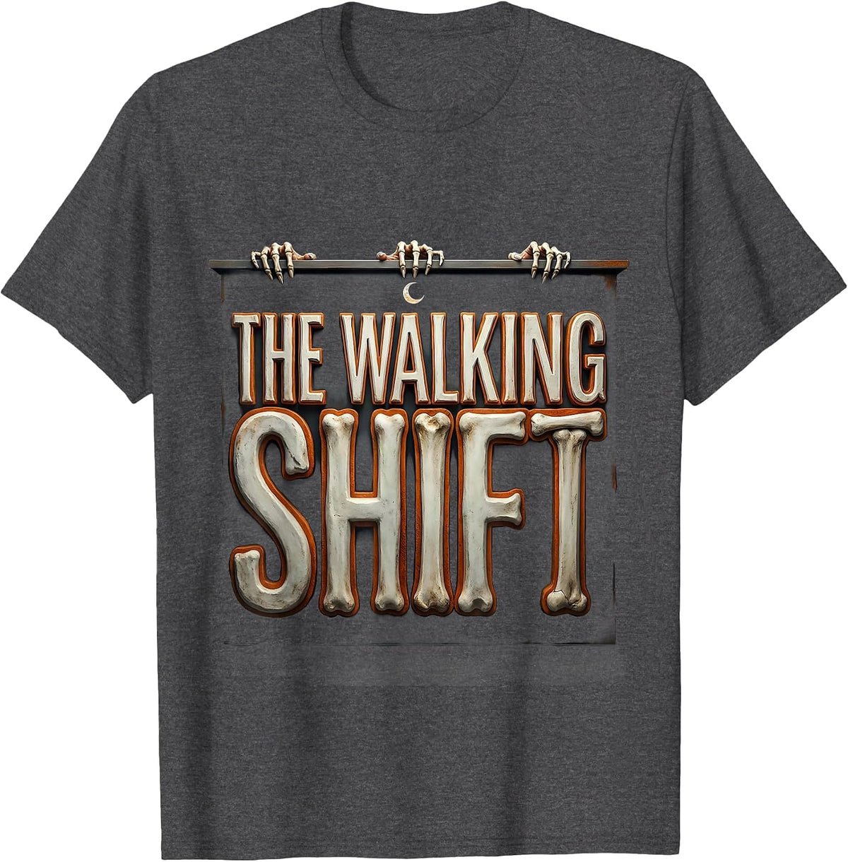 The Walking Shift Bold Pharmacy Tech Halloween Humor T-Shirt - Dark Heather Grey